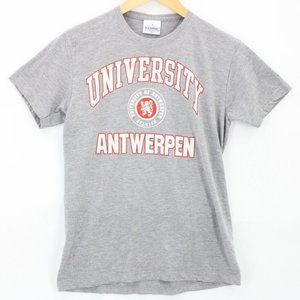 Vintage KEMME Shirt Womens Gray Short Sleeve University Antwerpen Small S